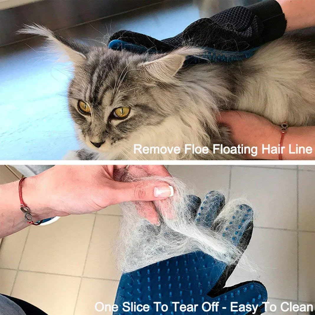 1 Pair Pet Brush Glove, Dioxide Pet Hair Glove, Pet Massage Hair Remover Grooming Glove Dog Cat
