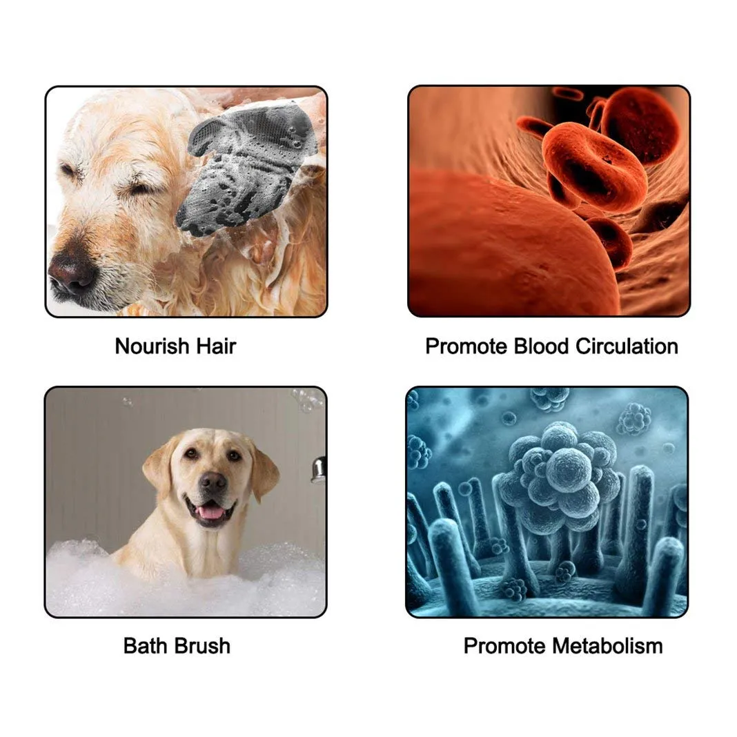 1 Pair Pet Brush Glove, Dioxide Pet Hair Glove, Pet Massage Hair Remover Grooming Glove Dog Cat