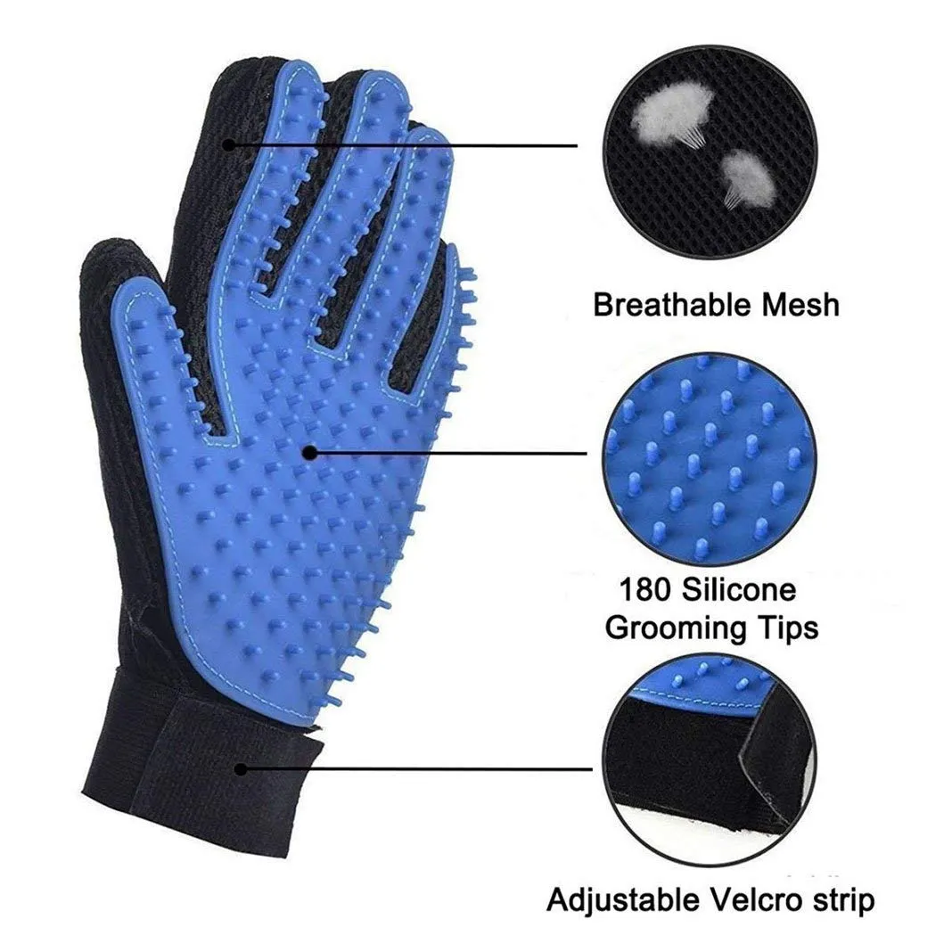 1 Pair Pet Brush Glove, Dioxide Pet Hair Glove, Pet Massage Hair Remover Grooming Glove Dog Cat