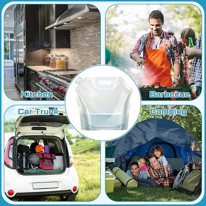 10 Pcs Collapsible Water Container Bag 2.6 Gallon Ice Bath Bags Foldable Water Bag Cold Plunge Accessories Emergency Water Pouches for Camping, Hiking, Emergency, Freezable, Athletes