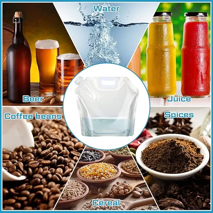 10 Pcs Collapsible Water Container Bag 2.6 Gallon Ice Bath Bags Foldable Water Bag Cold Plunge Accessories Emergency Water Pouches for Camping, Hiking, Emergency, Freezable, Athletes