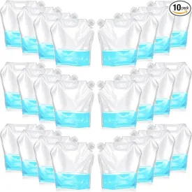10 Pcs Collapsible Water Container Bag 2.6 Gallon Ice Bath Bags Foldable Water Bag Cold Plunge Accessories Emergency Water Pouches for Camping, Hiking, Emergency, Freezable, Athletes