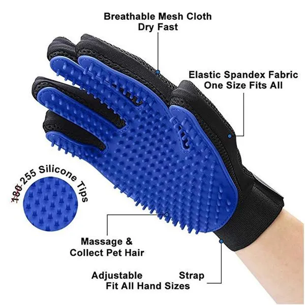 1430 Efficient True Touch Pet Hair Remover Enhanced 5 Finger Design Gentle Brush Gloves