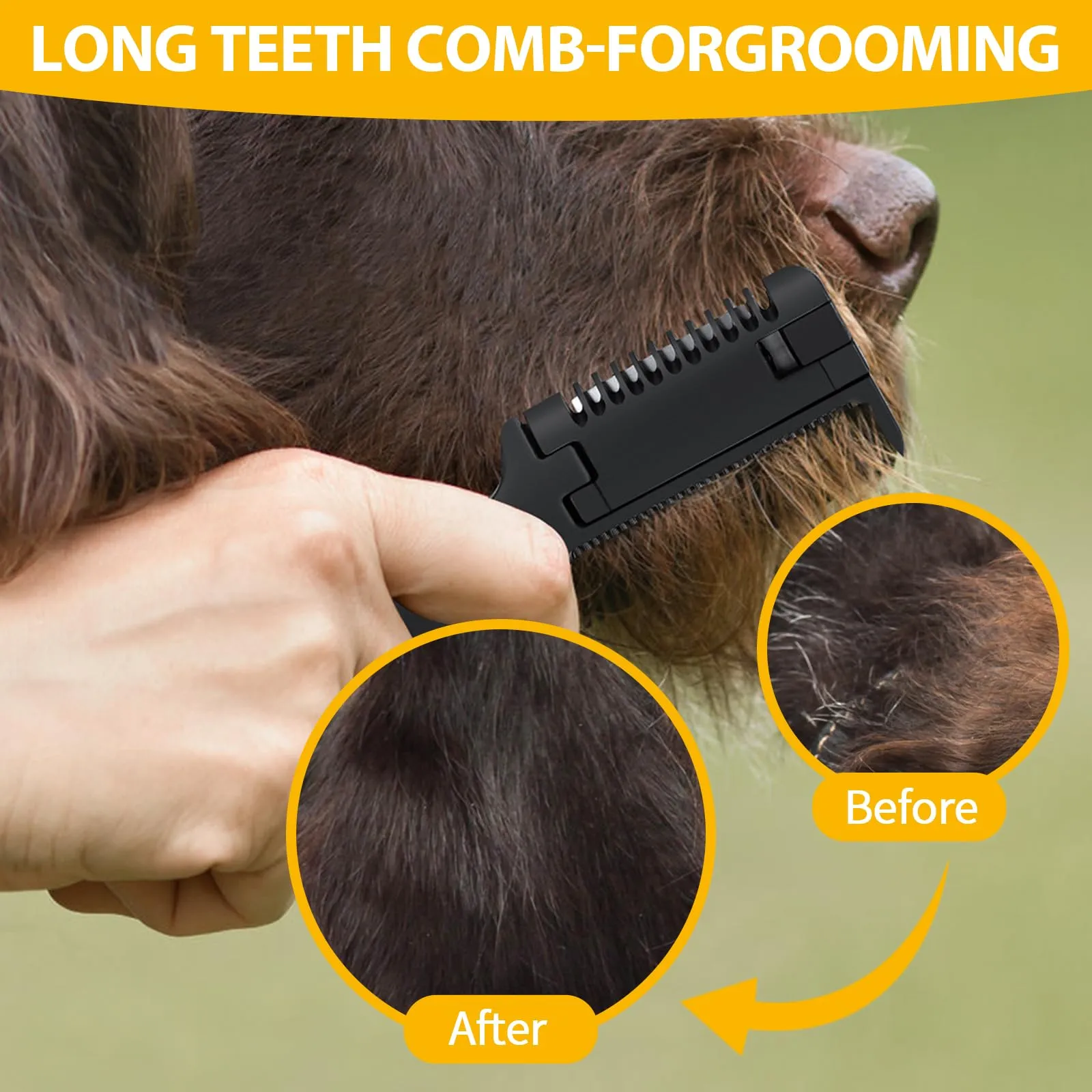 2 in 1 Pet Grooming Tool for Dogs and Cats - Razor Comb with 40 Extra Blades for Trimming, Cutting Hair and Maintaining Coat