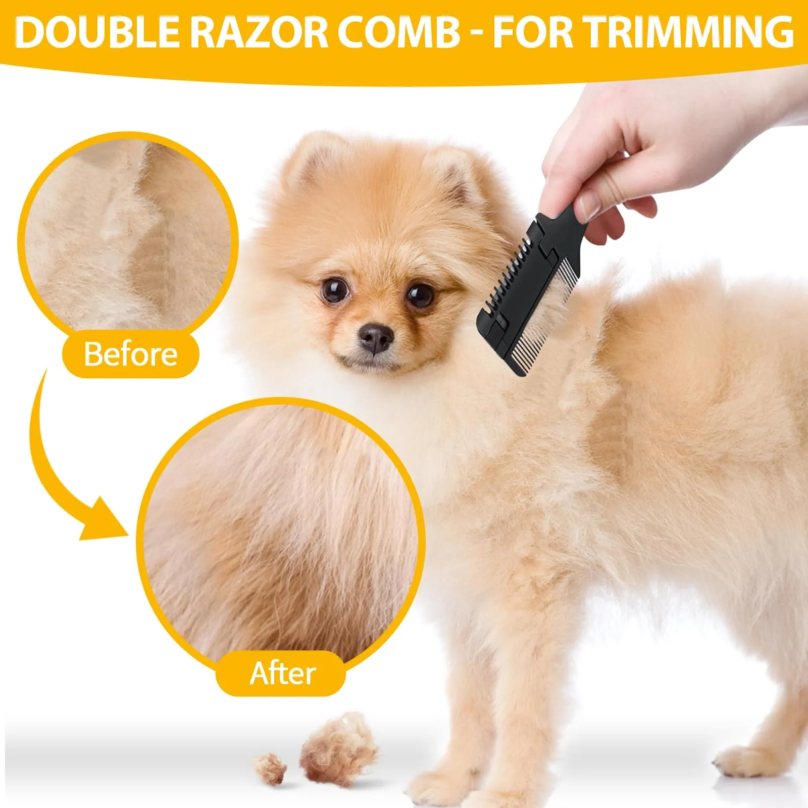2 in 1 Pet Grooming Tool for Dogs and Cats - Razor Comb with 40 Extra Blades for Trimming, Cutting Hair and Maintaining Coat