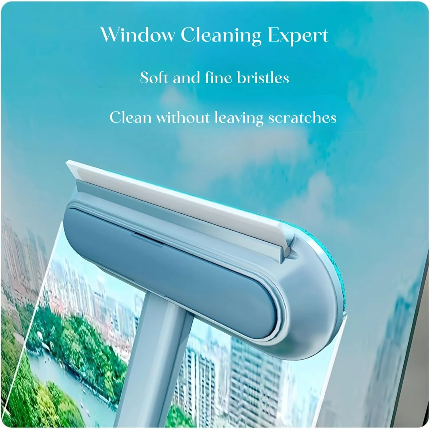 4-in-1 Pet Hair Remover & Window Screen Cleaner, Multi-Surface Reusable Lint Brush with Long Handle, Wet/Dry Dual-Use for Couch, Carpet, Furniture, Bedding, Car Interior Cleaning