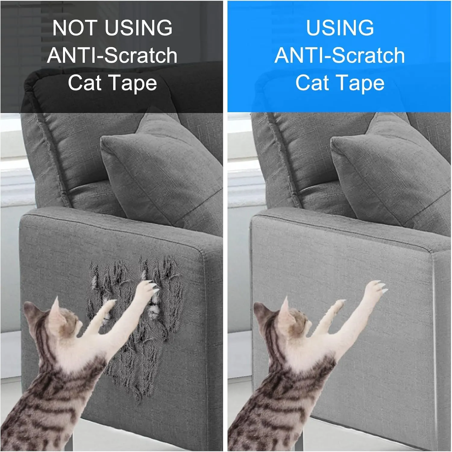 Anti-Cat Scratch Furniture Protector from Cats scratching-24-Pack Clear Sofa Guard Tape for Couches, Deterrent Pet Protection Film to Stop Cats Clawing Corners & Edges
