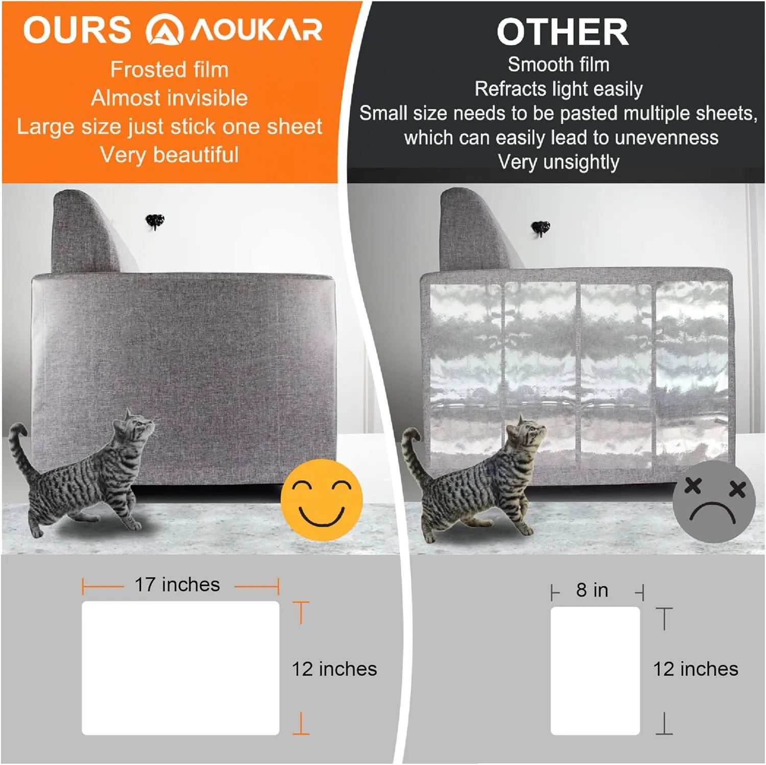 Anti-Cat Scratch Furniture Protector from Cats scratching-24-Pack Clear Sofa Guard Tape for Couches, Deterrent Pet Protection Film to Stop Cats Clawing Corners & Edges