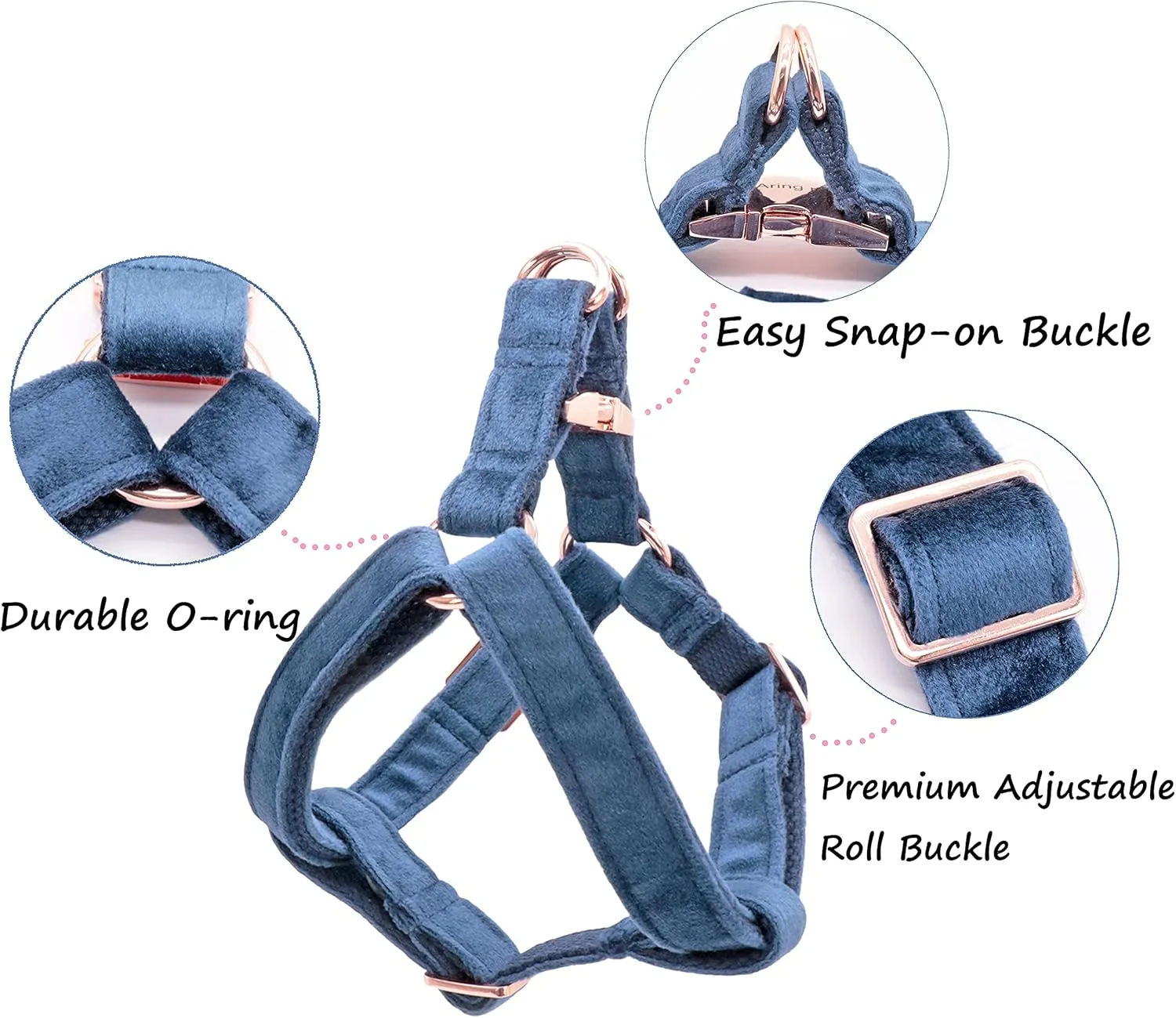 ARING PET Dog Halter Harness, Velvet Dog Harness, Adjustable No Pull Harness for Boy and Girl Dogs.