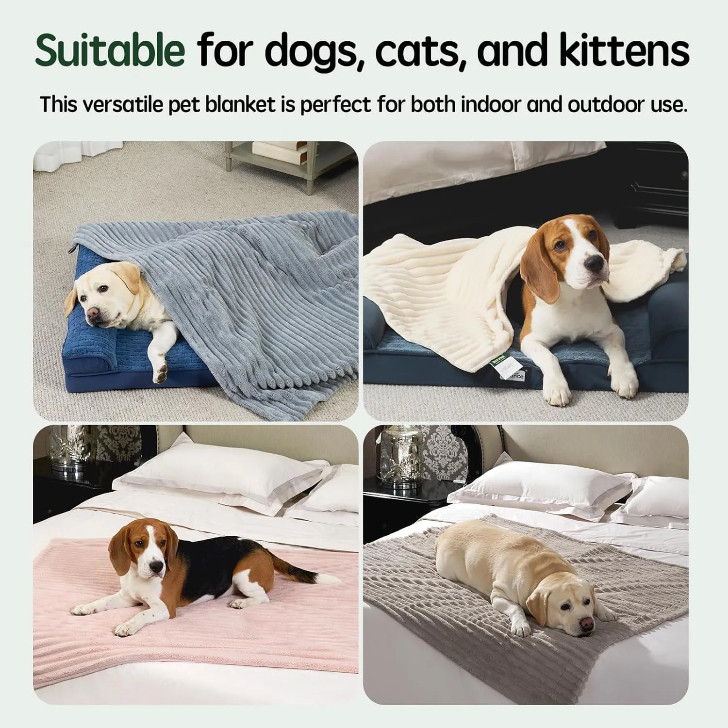 BALANCE Waterproof Blanket Wind Chime Dog Blanket for Small Dogs, Washable Double Sided Pet Blankets with Milk Plush and Super Soft Velvet, Pee Proof Calming Dog Blankets for Couch Protection