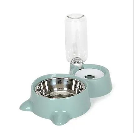 blue Pet automatic feeder bowl,double stainless steel bowl Water & food Storage bowl AZ18852