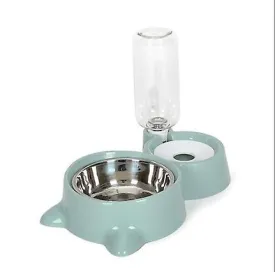 blue Pet automatic feeder bowl,double stainless steel bowl Water & food Storage bowl AZ18852