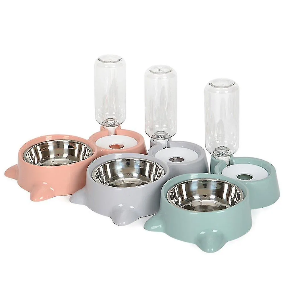 blue Pet automatic feeder bowl,double stainless steel bowl Water & food Storage bowl AZ18852