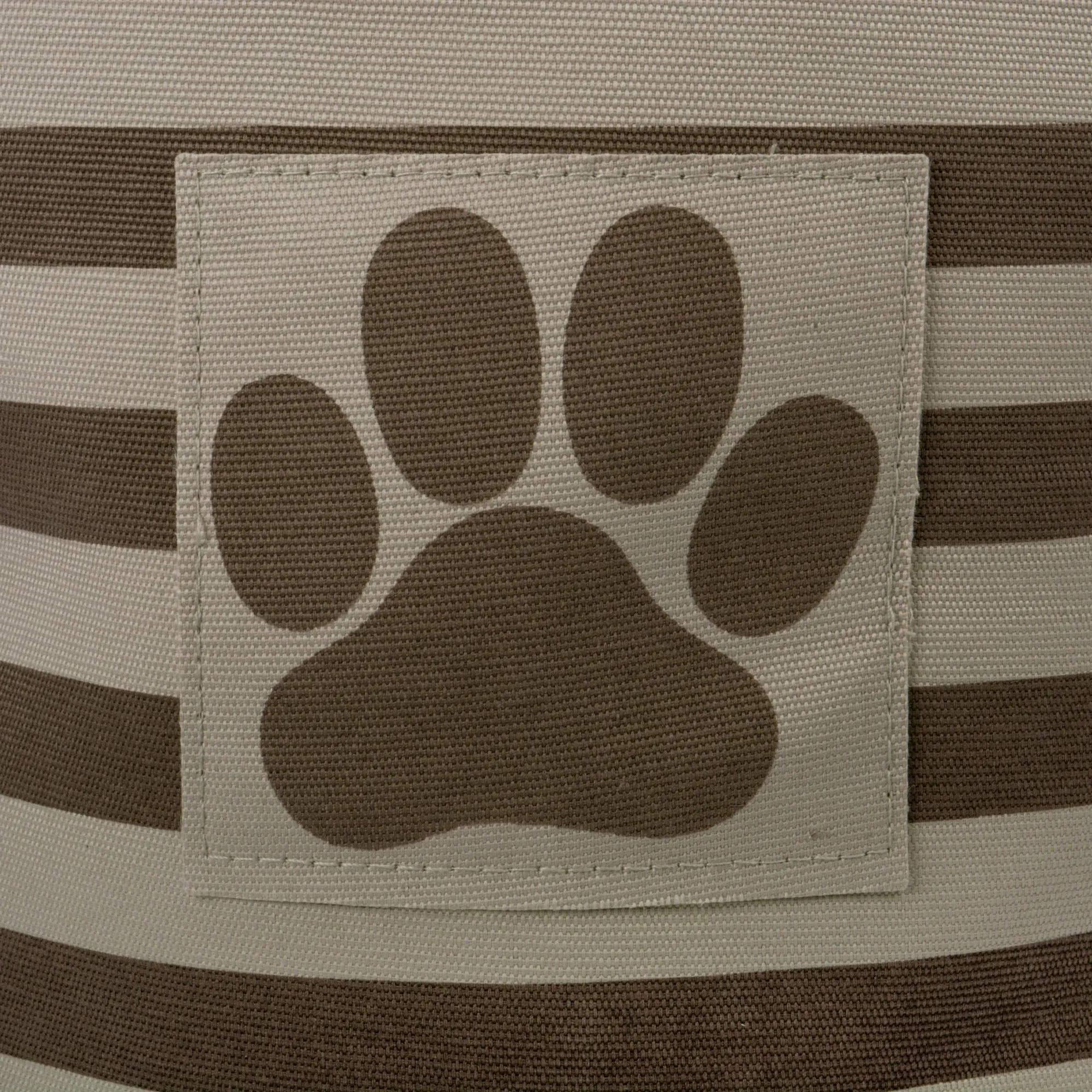 Bone Dry Pet Storage Bin, Striped Paw Patch, Brown, Small Round, 12x9"