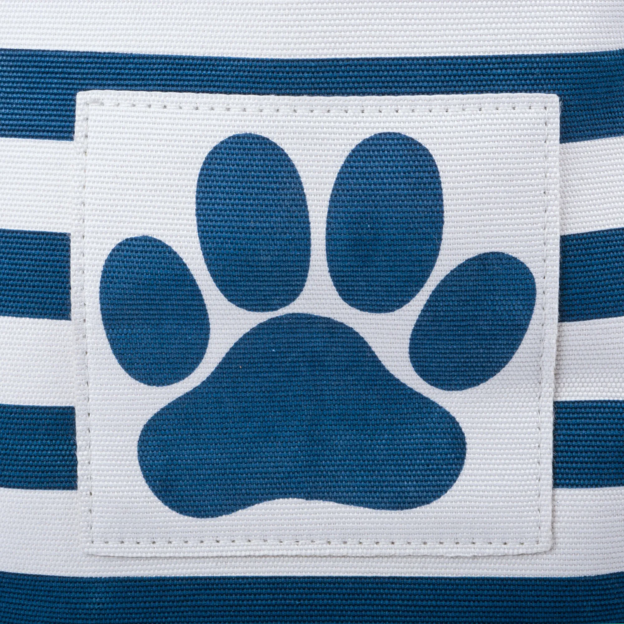 Bone Dry Pet Storage Bin, Striped Paw Patch, Navy, Large Round, 18x15"