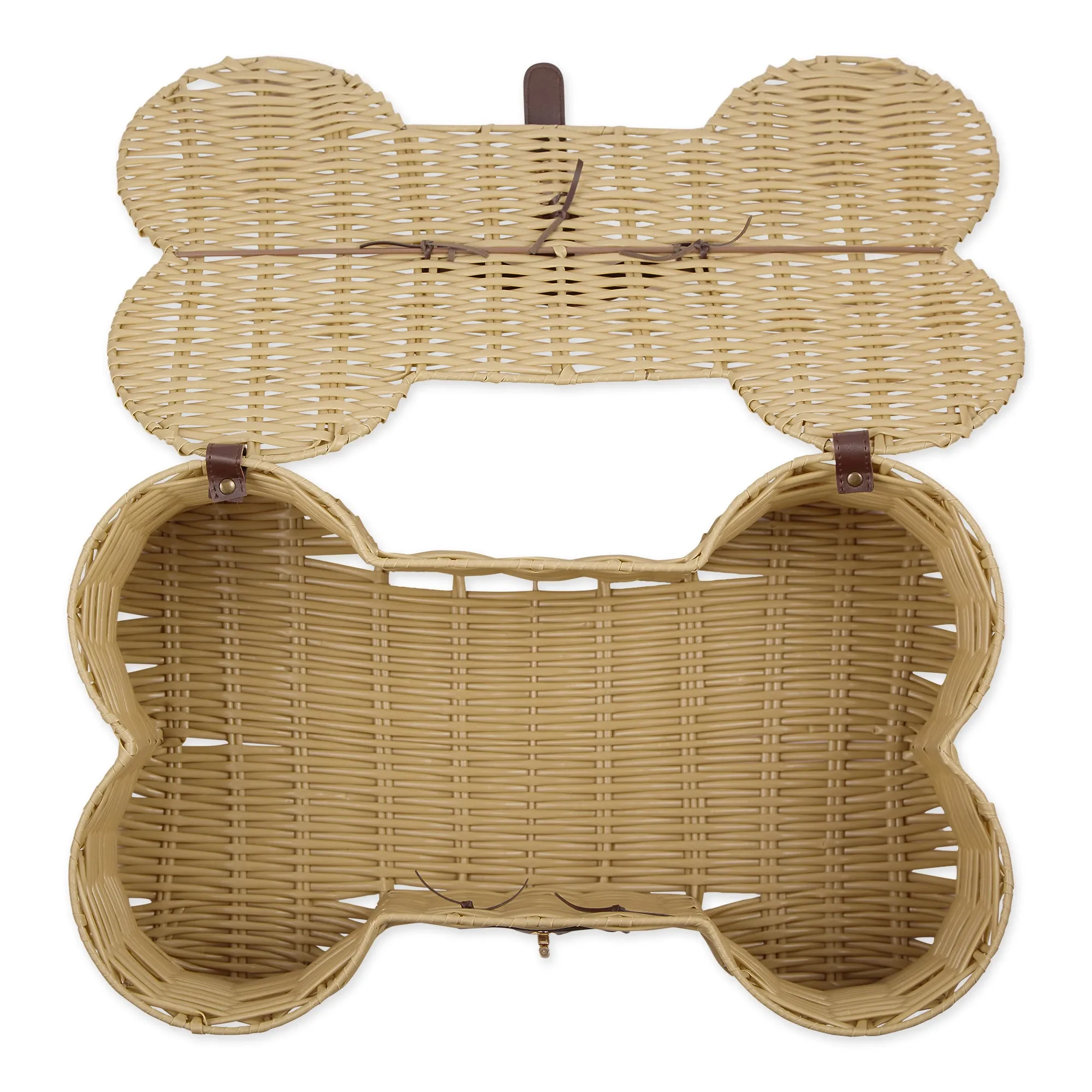 Bone Dry Pet Toy Storage Basket, Bone Shaped, Beige - 21x13x8"