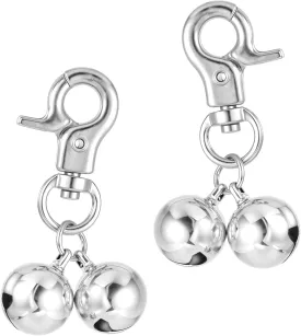 Bremorou 2 Pack Silver Cat Collar Bell With Snap Clips Stainless Steel Bell Necklace For Dogs & Cat Pet Pendant Collar Charm Training Collar Charm For Dogs And Cats