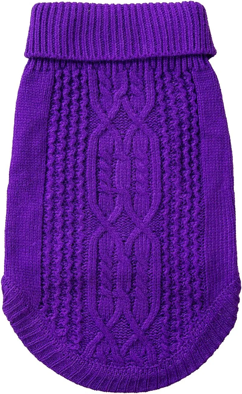 Cat Sweater Keep Your Pets Cozy, 16 Color Turtleneck Knitted Sleeveless Cat Clothes, Winter Outfits for Cats & Small Dogs During Cold Seasons (Deep Purple, Large)