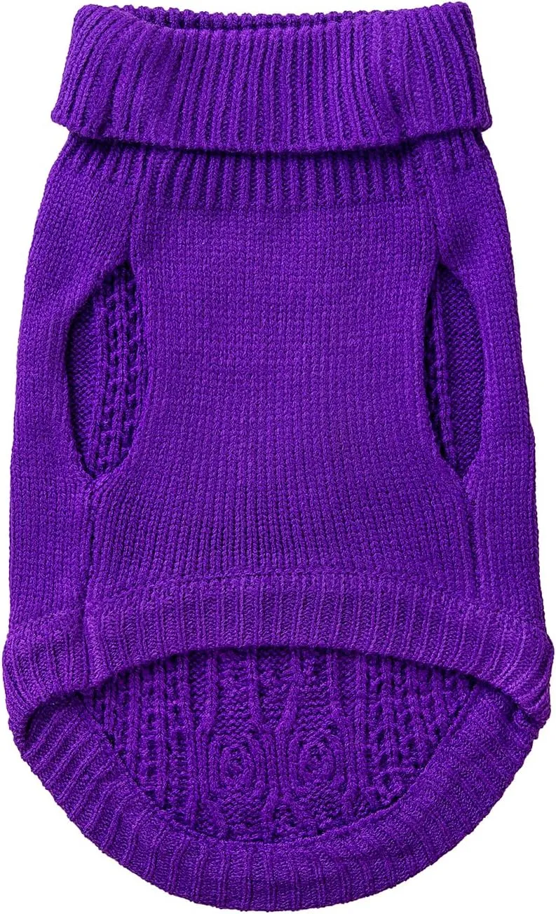 Cat Sweater Keep Your Pets Cozy, 16 Color Turtleneck Knitted Sleeveless Cat Clothes, Winter Outfits for Cats & Small Dogs During Cold Seasons (Deep Purple, Large)