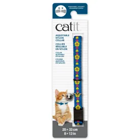 Catit Adjustable Breakaway Nylon Collar Blue With Flowers