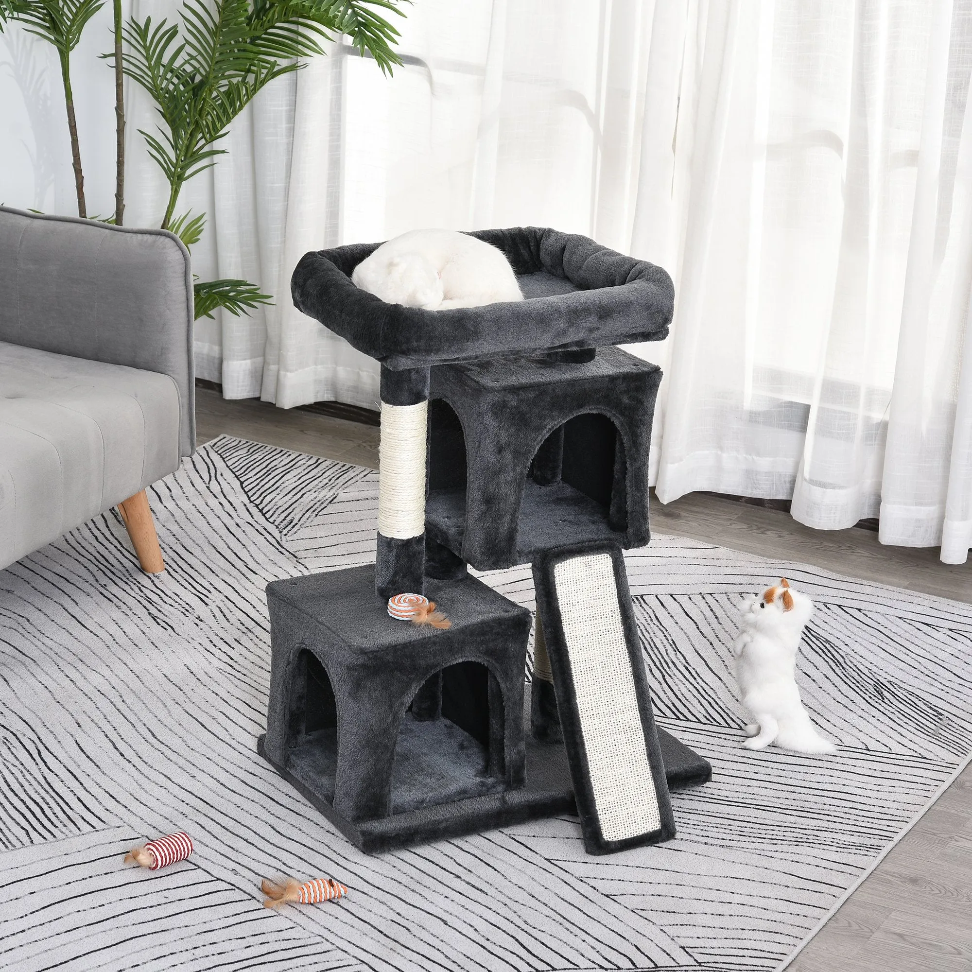 Cats 3-Tier Sisal Rope Leisure Tree Dark Grey