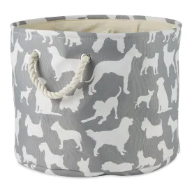 Collapsible Pet Storage Bin, Dog Show Print, Gray, Small Round - 9x12"