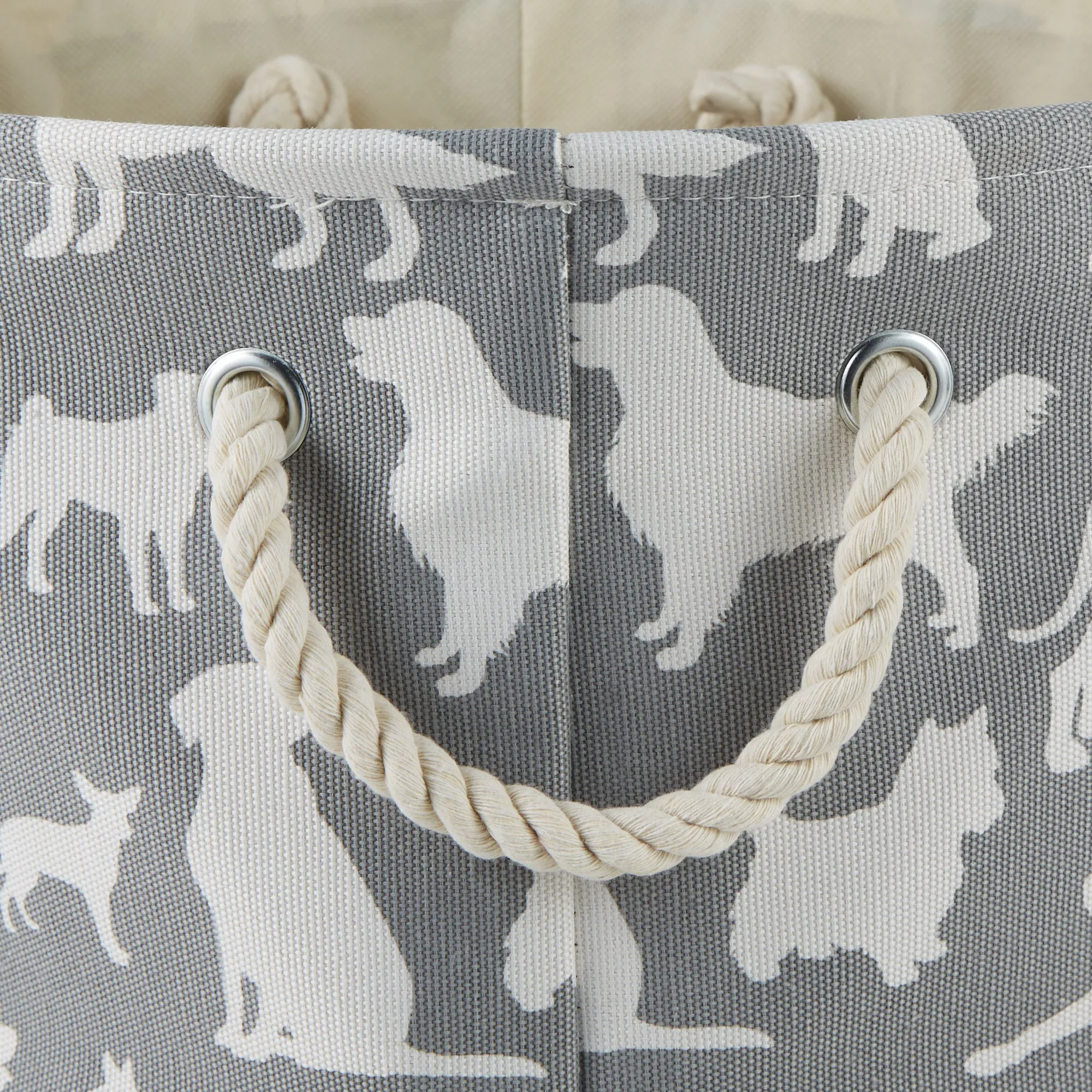 Collapsible Pet Storage Bin, Dog Show Print, Gray, Small Round - 9x12"