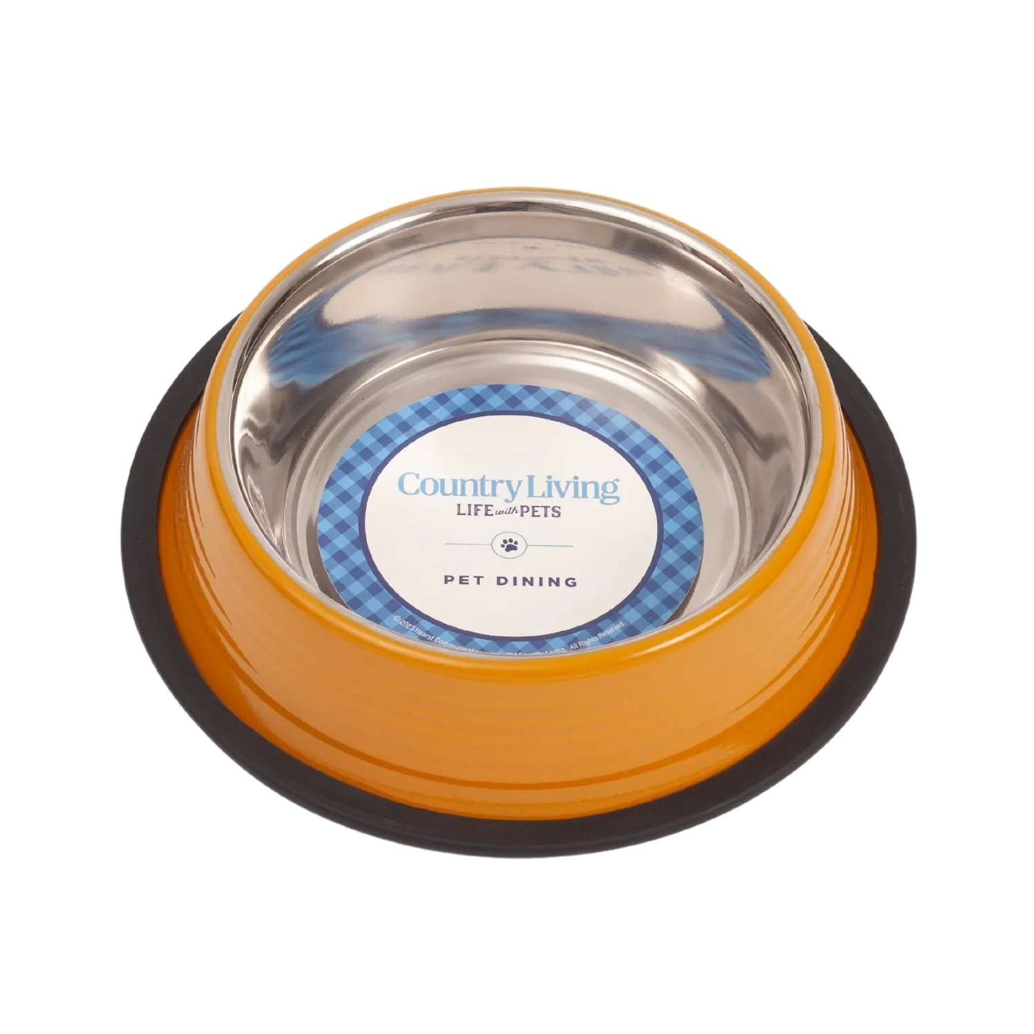 Country Living Set of 2 Ribbed No-Tip Non-Skid Pet Bowls - Durable & Safe for Cats & Dogs - Prevents Spills - Ideal for Small to Medium Pets - Easy to Clean & Maintain – Golden Yellow by American Pet Supplies