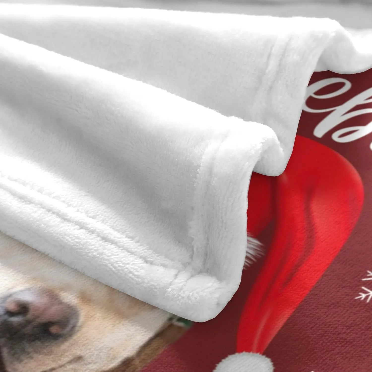 Custom Pet Blanket with Photo Name, Personalized Dog & Cat Portrait, Memorial Fleece Throw Blanket, Gifts for Dog Lovers - Christmas 50"x60"