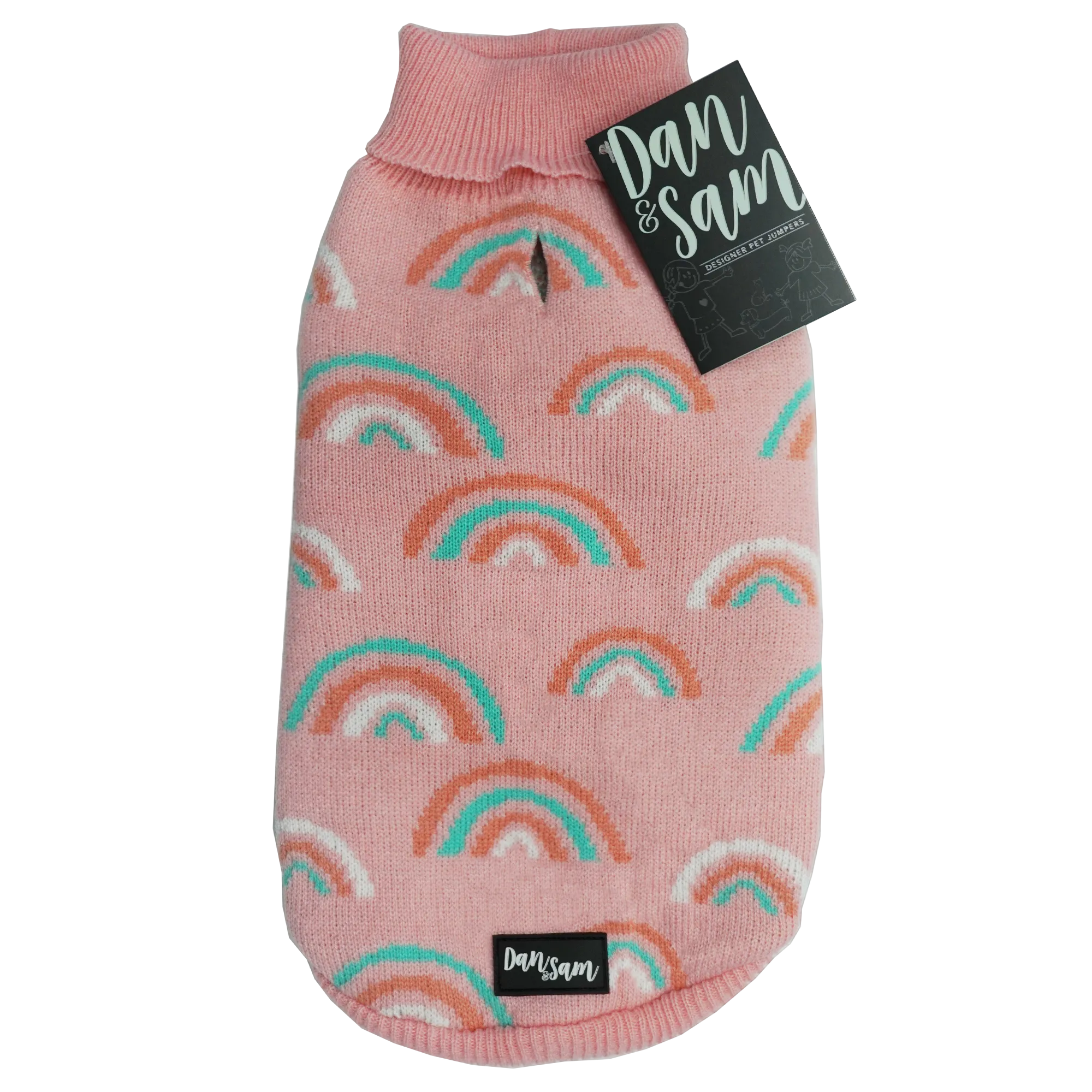 Dan & Sam - Dog Jumper (Pink Rainbows) - 25cm
