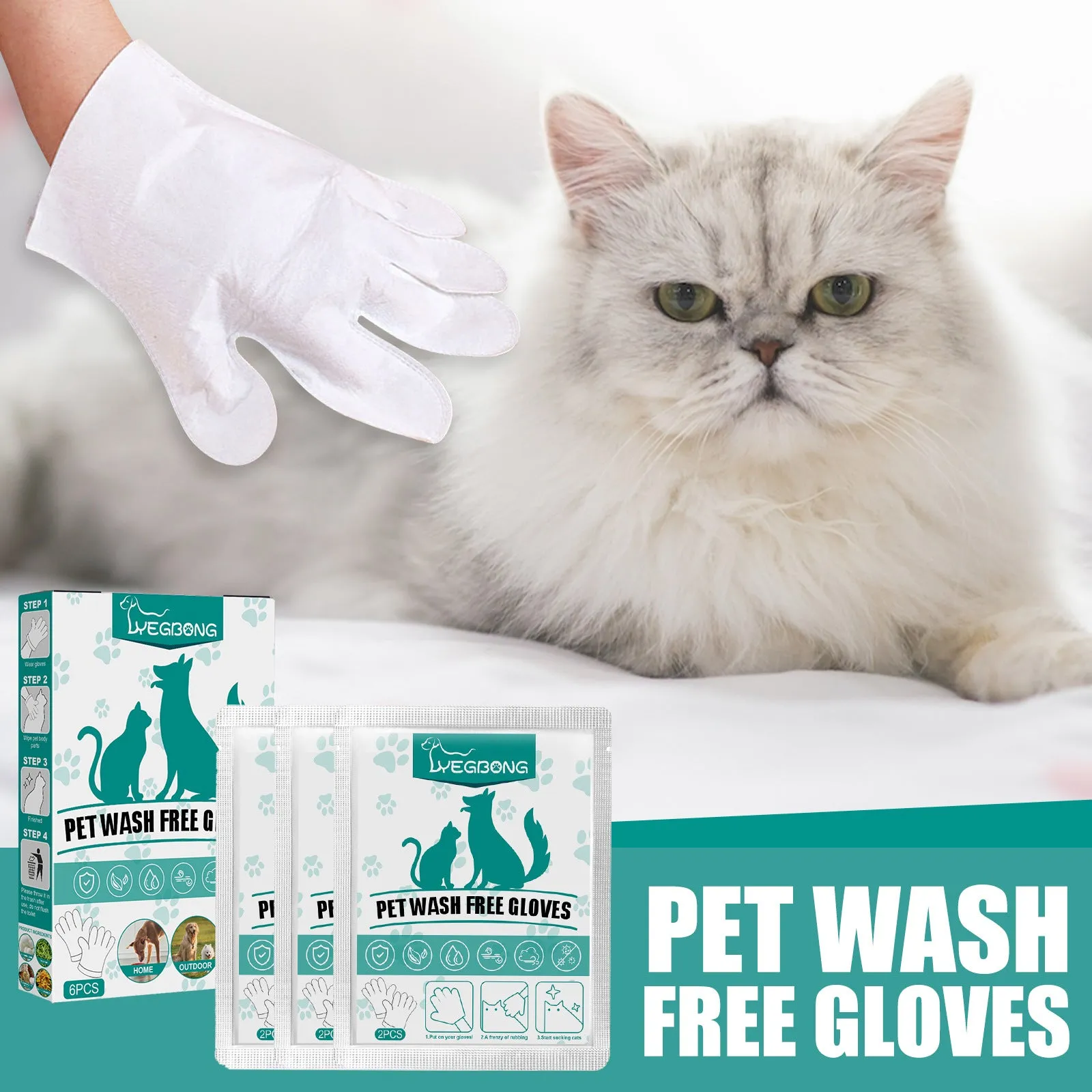 Disposable Rinse Free Pet Washing Gloves