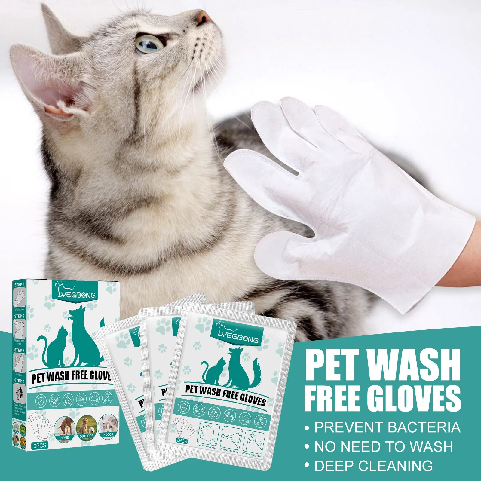 Disposable Rinse Free Pet Washing Gloves