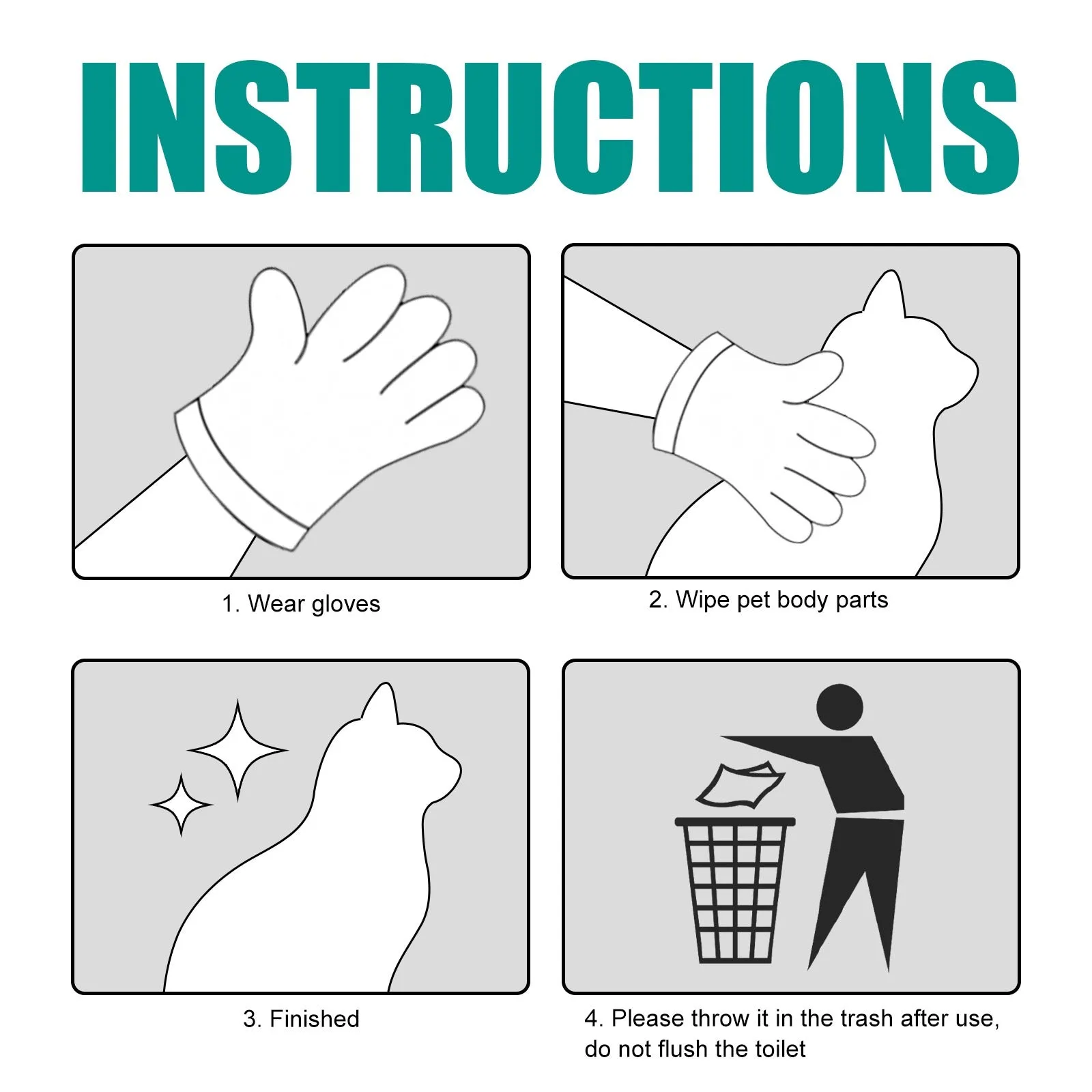 Disposable Rinse Free Pet Washing Gloves