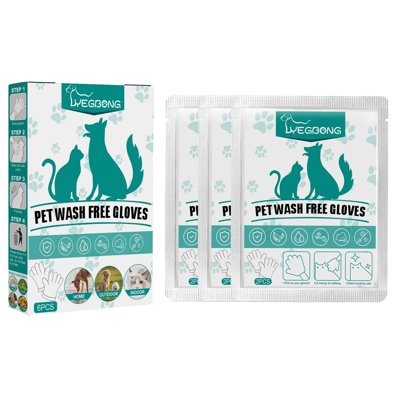 Disposable Rinse Free Pet Washing Gloves