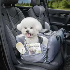 Dog Car Seats for Small Dogs, Removable Airbag Design Gray Waterproof Pet Booster Seat with Thick Cushion, Washable Travel Doggie Bed Carseat for Small Dog Up to 33 lbs