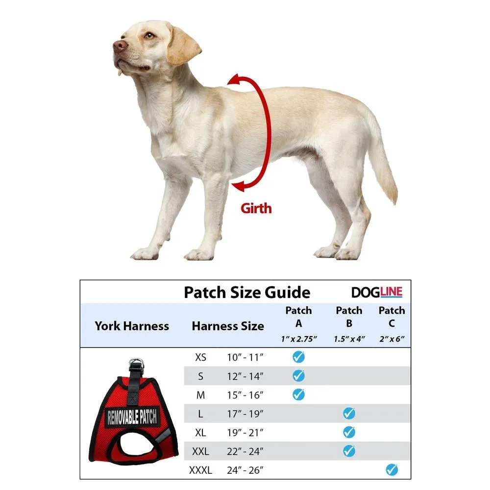 Dogline York Soft Mesh Service Dog Harness   Built-In Hook & Loop Fastener