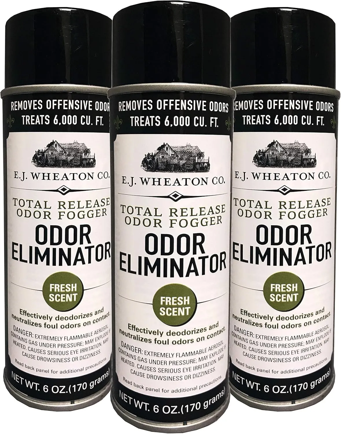 E.J. Wheaton Odor Eliminator, Total Release Odor Fogger, 3 Pack, Effectively Deodorizes and Neutralizes Foul Odors on Contact, Fresh Scent (6 OZ)