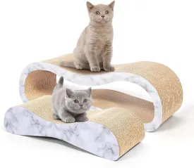 FluffyDream 2 in 1 Cat Scratcher Cardboard Lounge Bed, Cat Scratching Post, Durable Board Pads Prevents Furniture Damage,Large,Marble White