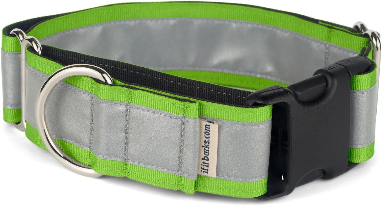 If It Barks - 1.5" Reflective Martingale Collar with Quick Snap Buckle for Dogs - Adjustable - Made in USA - Strong, Durable, and Comfy - Ideal for Training - Fits Most Breeds - Small, Apple Green