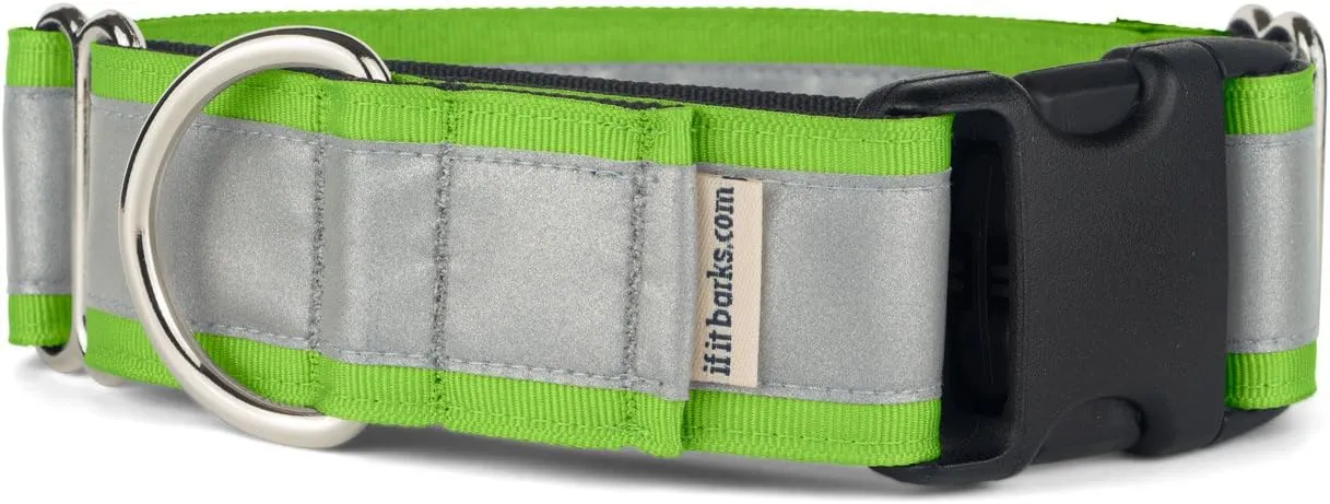 If It Barks - 1.5" Reflective Martingale Collar with Quick Snap Buckle for Dogs - Adjustable - Made in USA - Strong, Durable, and Comfy - Ideal for Training - Fits Most Breeds - Small, Apple Green