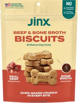 Jinx Oven-Baked Beef Bone Broth Biscuit Treats, Crunchy, All Natural, Superfood-Rich with Real Beef, Pumpkin & Blueberries, 16oz