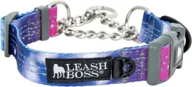 Leash Boss Martingale Collar for Dogs - Steel Chain | Reflective Nylon Dog Collar for Large Dogs, Medium and Small Dogs | No Pull Pet Training Collar Small