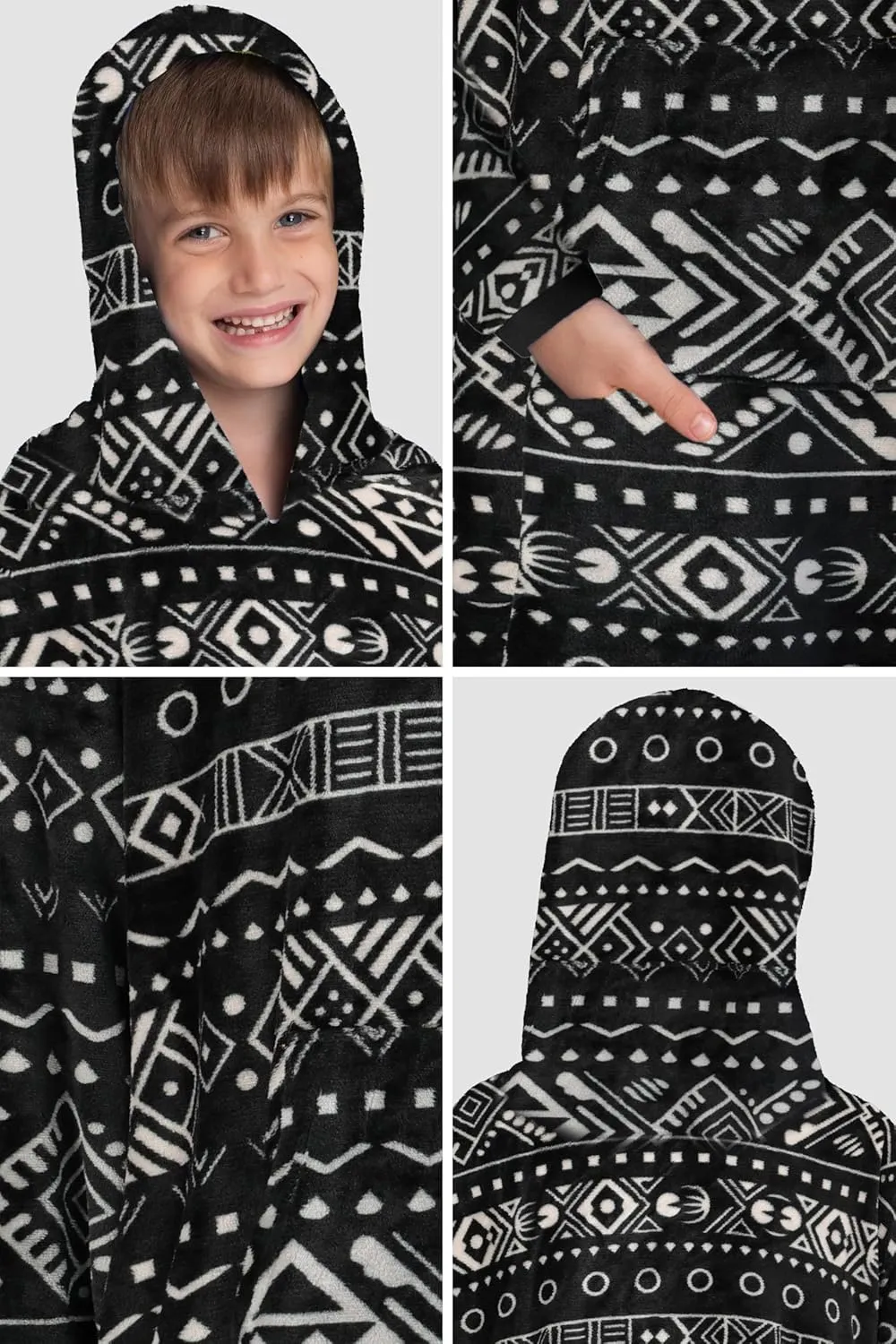 Mad Dog Kids Blanket Hoodie - Wearable Blankets with Cozy Sleeves, Soft Fleece & Sherpa Designs, for Boys & Girls, Ages 4-13