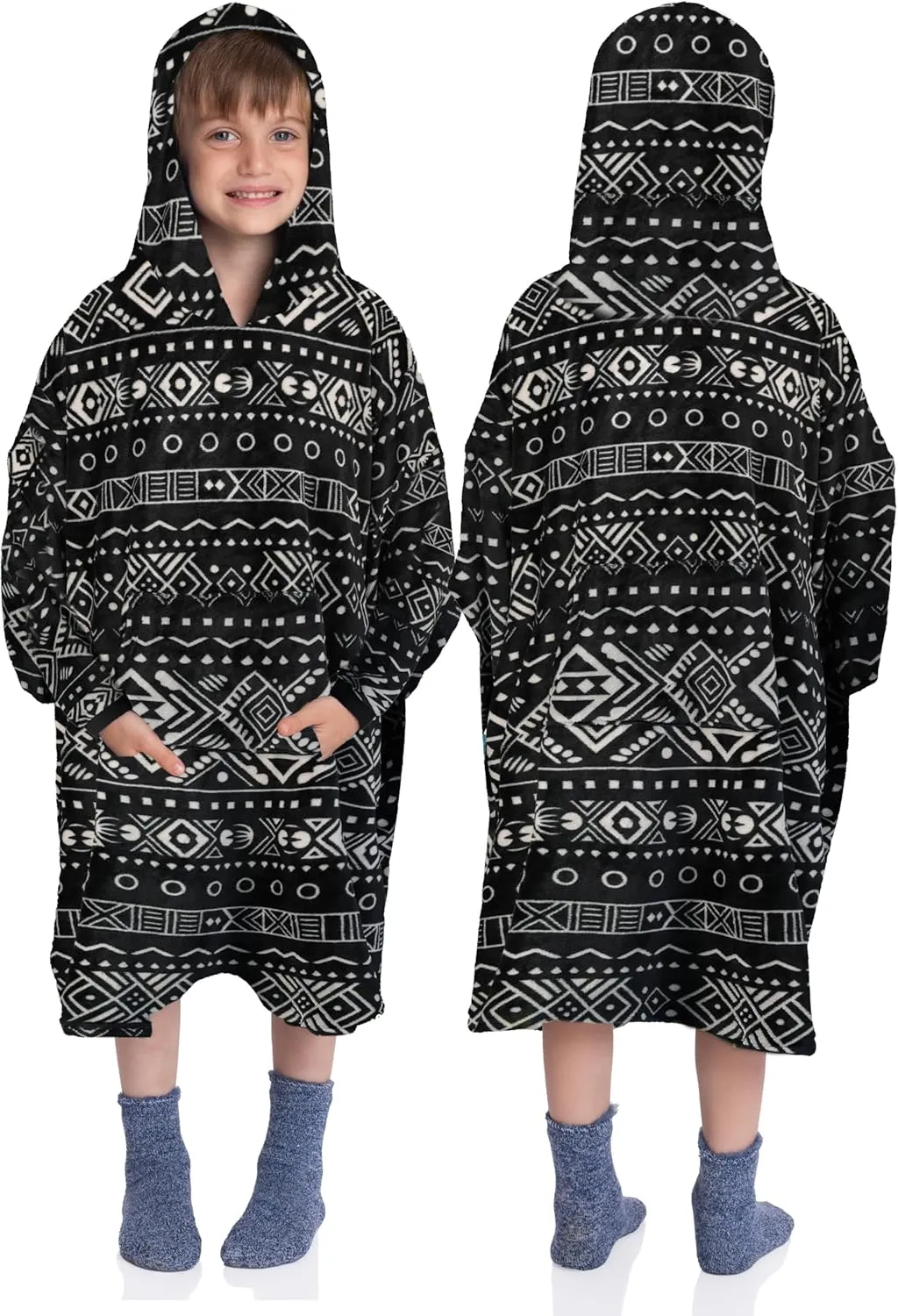 Mad Dog Kids Blanket Hoodie - Wearable Blankets with Cozy Sleeves, Soft Fleece & Sherpa Designs, for Boys & Girls, Ages 4-13