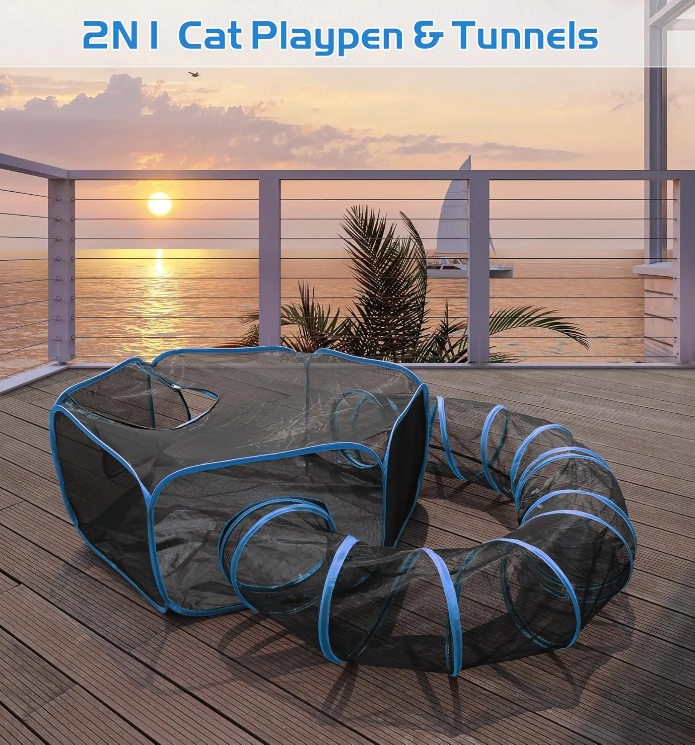 MAMI&BABI Catio Outdoor Cat Enclosures, Foldable Cat Tent for Outside Enclosed Playpen with Tunnel, Cat Outdoor Enclosure for Indoor Cats,Rabbit and Other Small Animals