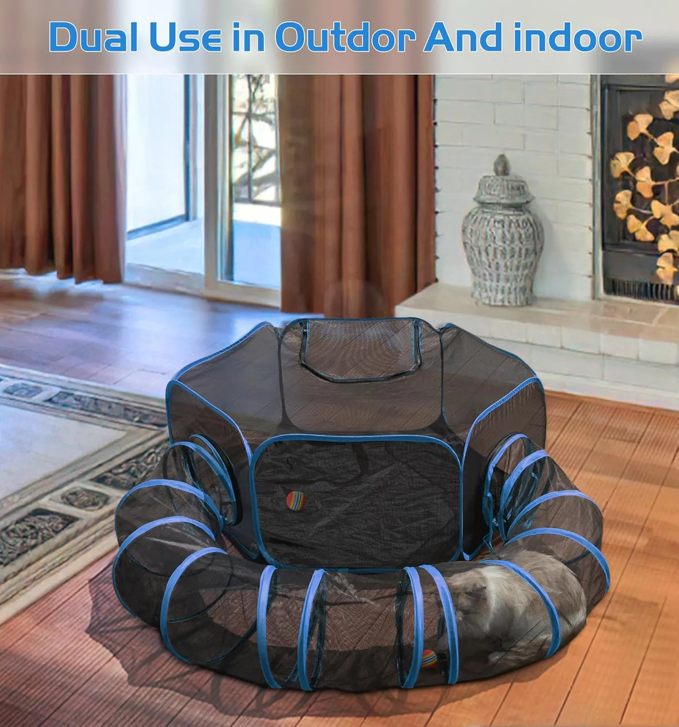 MAMI&BABI Catio Outdoor Cat Enclosures, Foldable Cat Tent for Outside Enclosed Playpen with Tunnel, Cat Outdoor Enclosure for Indoor Cats,Rabbit and Other Small Animals