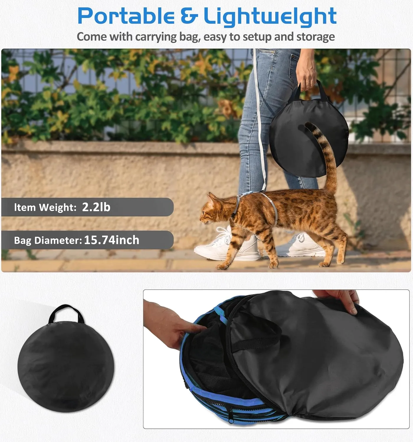 MAMI&BABI Catio Outdoor Cat Enclosures, Foldable Cat Tent for Outside Enclosed Playpen with Tunnel, Cat Outdoor Enclosure for Indoor Cats,Rabbit and Other Small Animals