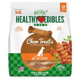 Nylabone Healthy Edibles All-Natural Long Lasting Bacon Flavor Chew Treats 12 Count - Medium/Wolf