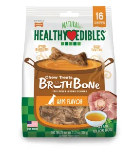 Nylabone Healthy Edibles Broth Bone All Natural Dog Treats Made With Real Bone Broth - Regular - Up To 25 Ibs. - 16 Count