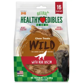 Nylabone Healthy Edibles WILD Natural Long Lasting Bison Flavor Dog Chew Treats Wild Bone - Small/Regular - 16 Count